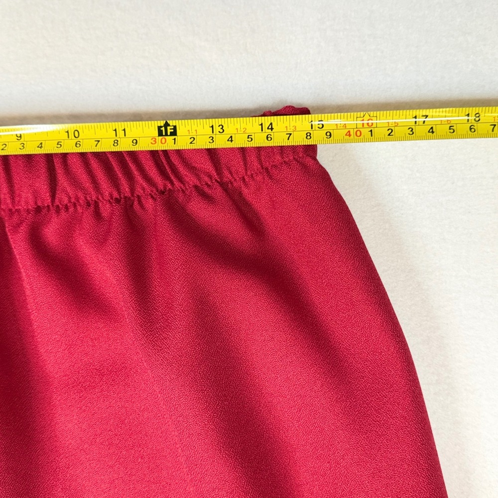 Vintage Red Elastic Waist Midi Pencil Skirt Size 16W Made in USA 55866L - Picture 4 of 7